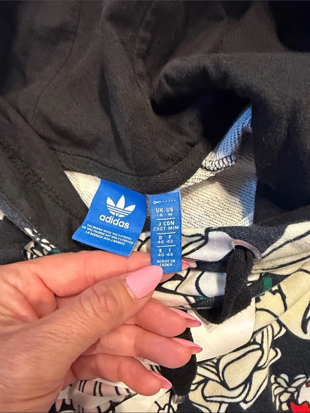 adidas Black Floral Print Cropped Hoodie Jacket